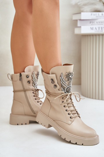 Eko Dřeváky Dámské boty  zateplené D&A MR880-080 béžové