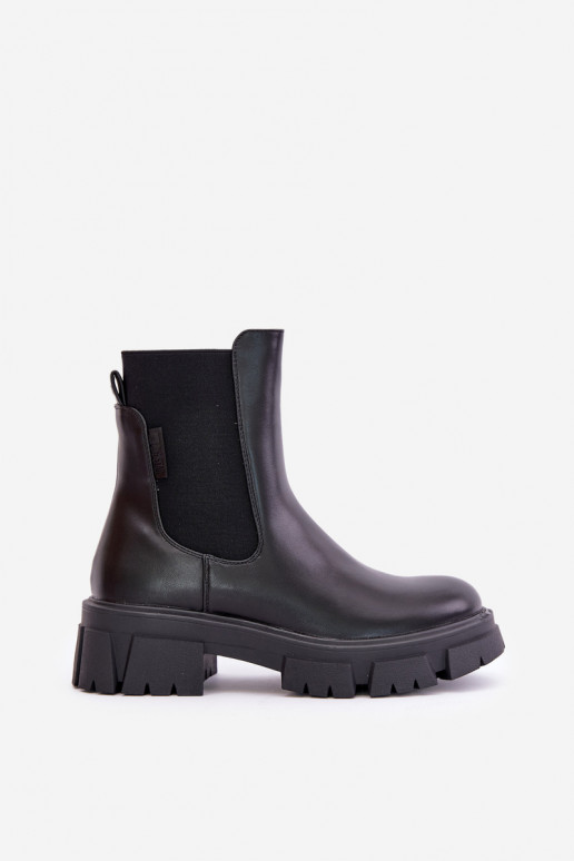 zateplené Slip-on vzor stylové podpatky z ekologické kůže Big Star MM274071 Černé zateplené Slip-on vzor stylové podpatky z ekologické kůže Big Star MM274071 Černé