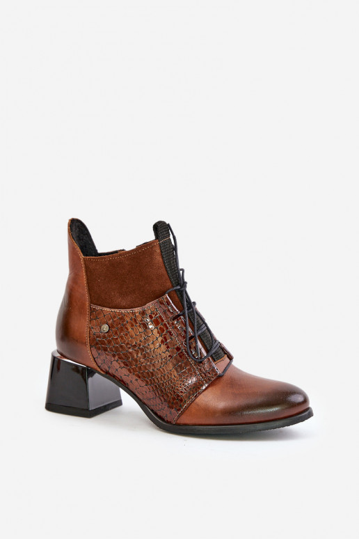 Zazoo 60503 Dřeváky s podpatky zateplené hnědá