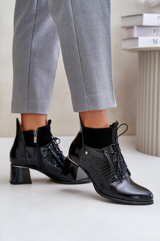 Zazoo 60503 Dřeváky s podpatky zateplené Černé