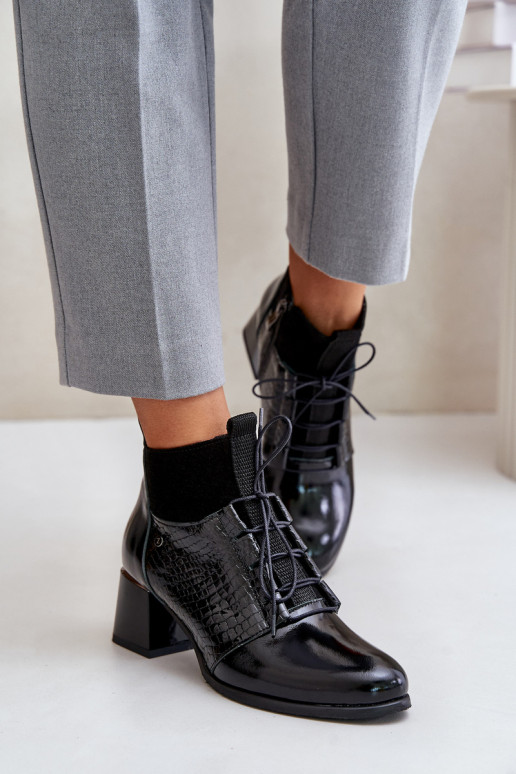 Zazoo 60503 Dřeváky s podpatky zateplené Černé