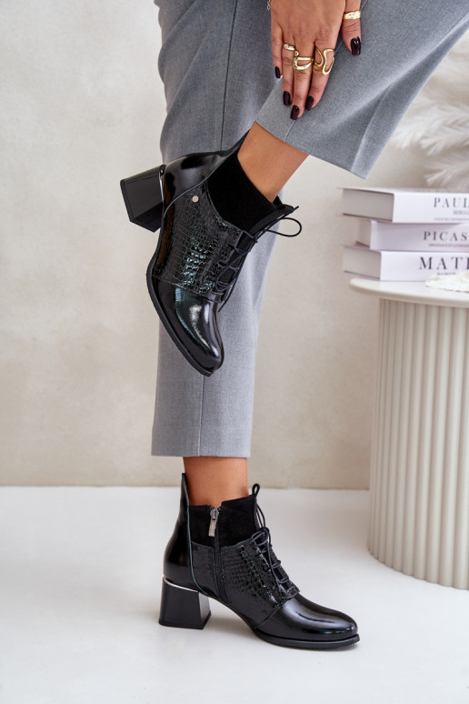 Zazoo 60503 Dřeváky s podpatky zateplené Černé