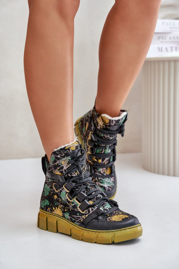  Ploché boty šněrovací boty  06158-07 žlutá -Černé