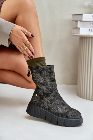 Dřeváky  s platformou  06766-09 khaki