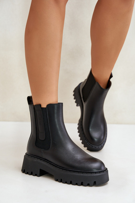 zateplené stylové podpatky  Big Star OO274A386 Černé  zateplené stylové podpatky  Big Star OO274A386 Černé