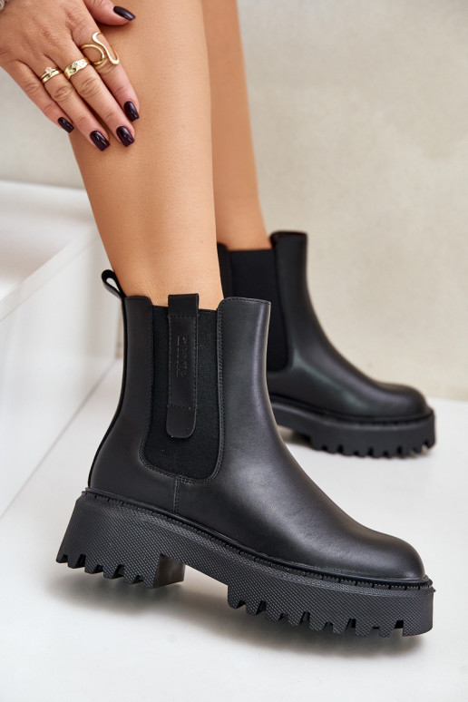 zateplené stylové podpatky  Big Star OO274A386 Černé  zateplené stylové podpatky  Big Star OO274A386 Černé