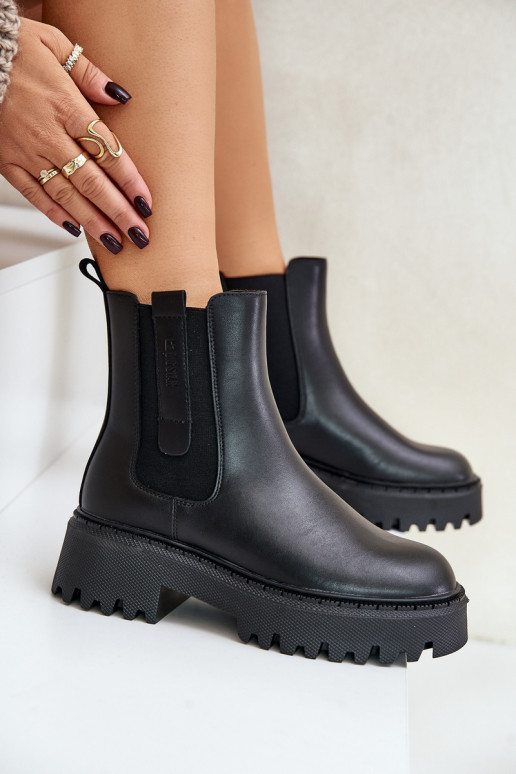 zateplené stylové podpatky  Big Star OO274A386 Černé  zateplené stylové podpatky  Big Star OO274A386 Černé