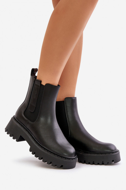 zateplené stylové podpatky  Big Star OO274A386 Černé  zateplené stylové podpatky  Big Star OO274A386 Černé