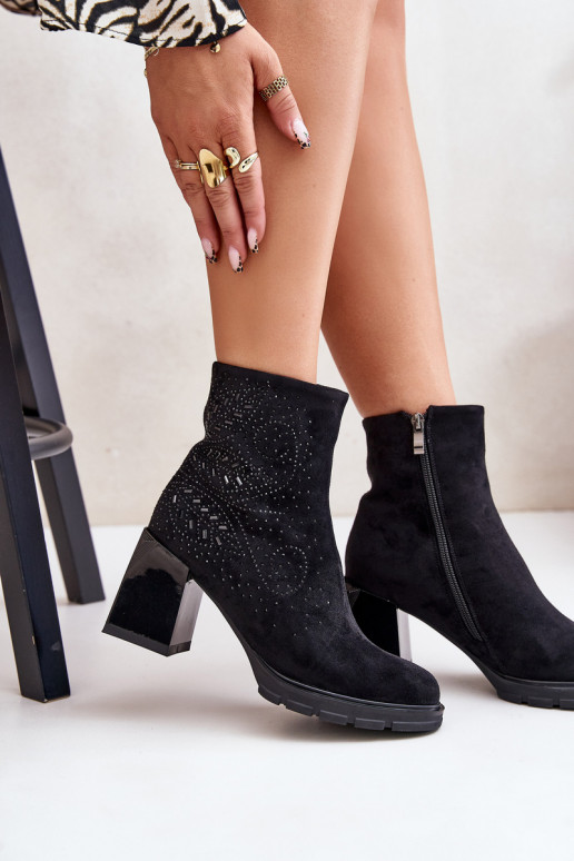 zateplené Dámské podpatky  D&A MR880-130 Černé zateplené Dámské podpatky  D&A MR880-130 Černé