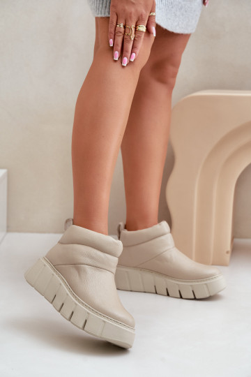 Zazoo 60470 Dřeváky se zateplením z rouna s platformou slonová kost