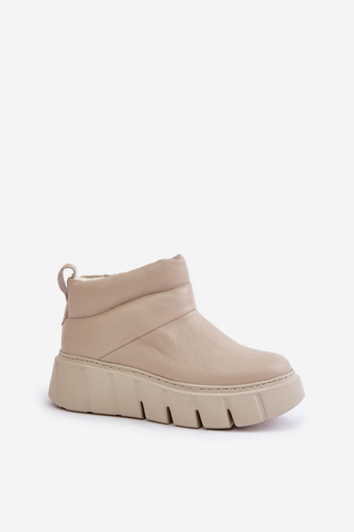 Zazoo 60470 Dřeváky se zateplením z rouna s platformou slonová kost Zazoo 60470 Dřeváky se zateplením z rouna s platformou slonová kost