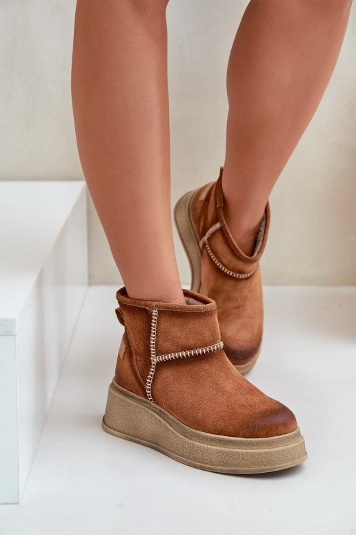 ze semiše Sněhule Dřeváky s platformou I Koturnie  06769-29 hnědá  ze semiše Sněhule Dřeváky s platformou I Koturnie  06769-29 hnědá