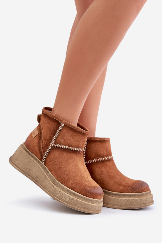 ze semiše Sněhule Dřeváky s platformou I Koturnie  06769-29 hnědá  ze semiše Sněhule Dřeváky s platformou I Koturnie  06769-29 hnědá