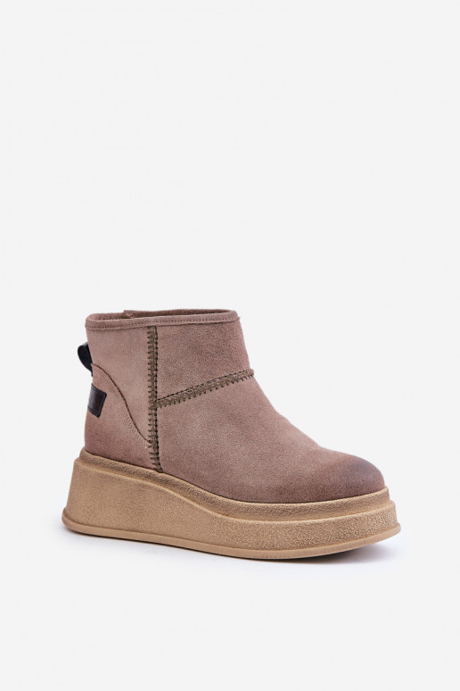 ze semiše Sněhule Dřeváky s platformou I Koturnie  06769-02 tmavě hnědá  ze semiše Sněhule Dřeváky s platformou I Koturnie  06769-02 tmavě hnědá