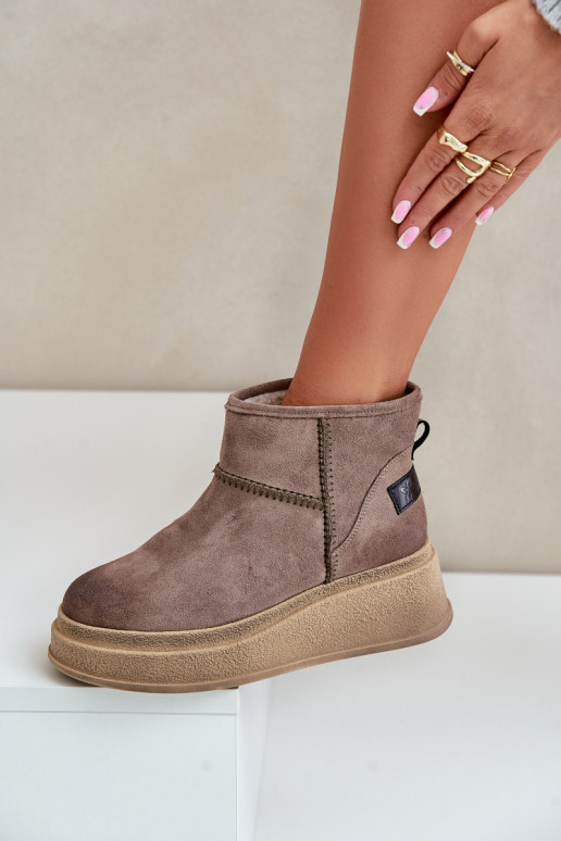 ze semiše Sněhule Dřeváky s platformou I Koturnie  06769-02 tmavě hnědá  ze semiše Sněhule Dřeváky s platformou I Koturnie  06769-02 tmavě hnědá