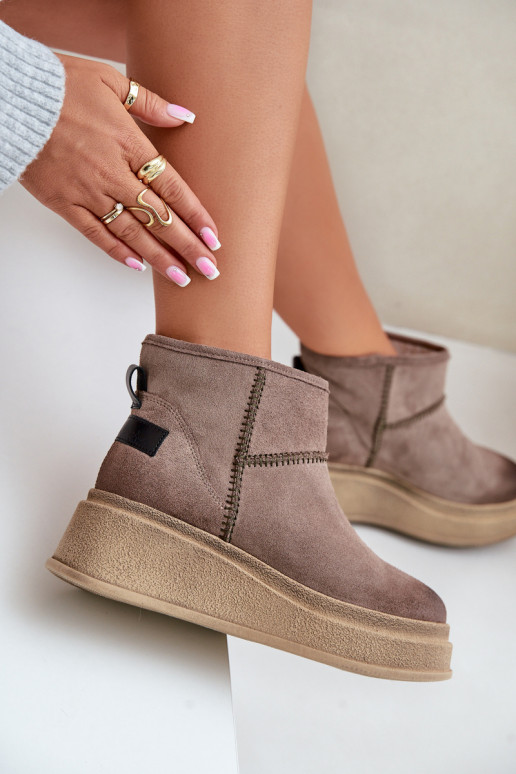 ze semiše Sněhule Dřeváky s platformou I Koturnie  06769-02 tmavě hnědá  ze semiše Sněhule Dřeváky s platformou I Koturnie  06769-02 tmavě hnědá