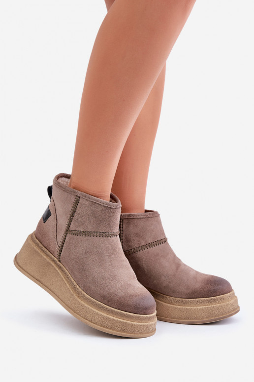 ze semiše Sněhule Dřeváky s platformou I Koturnie  06769-02 tmavě hnědá  ze semiše Sněhule Dřeváky s platformou I Koturnie  06769-02 tmavě hnědá