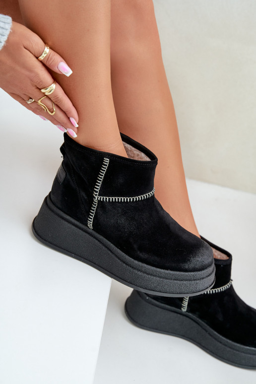  ze semiše Sněhule Dřeváky s platformou I Koturnie  06769-01 Černé