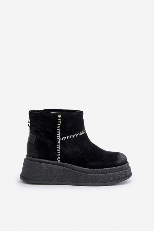  ze semiše Sněhule Dřeváky s platformou I Koturnie  06769-01 Černé