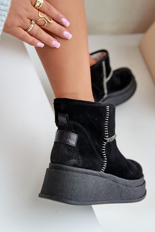  ze semiše Sněhule Dřeváky s platformou I Koturnie  06769-01 Černé