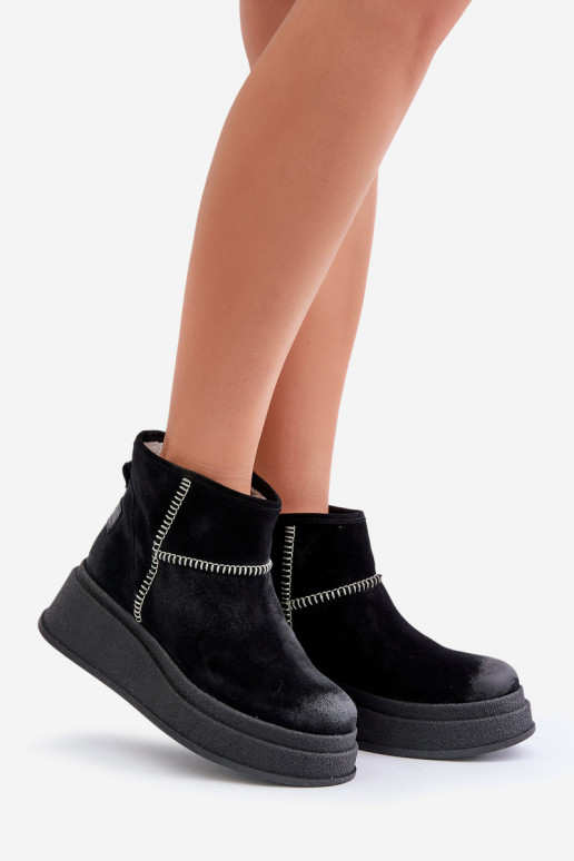  ze semiše Sněhule Dřeváky s platformou I Koturnie  06769-01 Černé