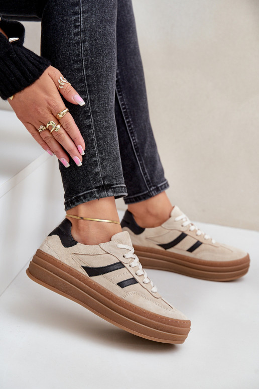 Zazoo N1176 ze semiše Tenisky s platformou béžové Zazoo N1176 ze semiše Tenisky s platformou béžové