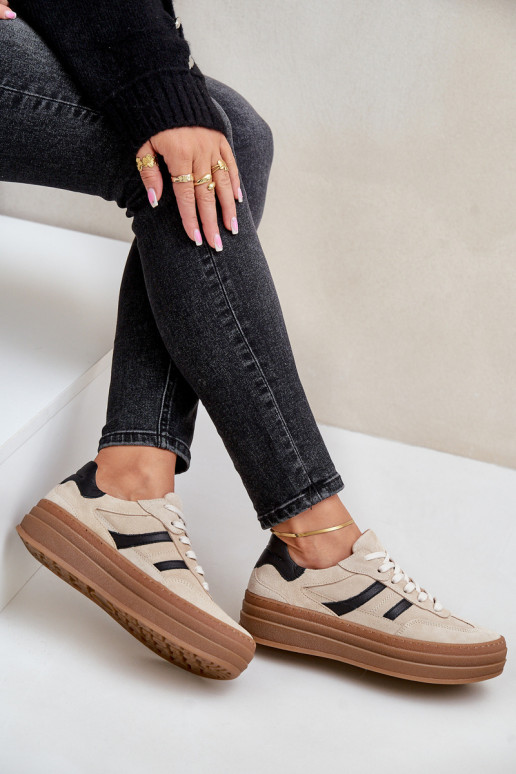 Zazoo N1176 ze semiše Tenisky s platformou béžové Zazoo N1176 ze semiše Tenisky s platformou béžové