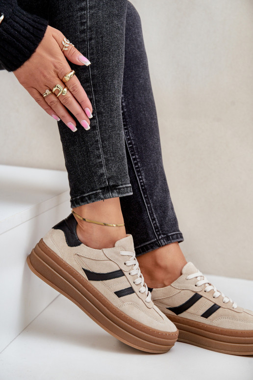 Zazoo N1176 ze semiše Tenisky s platformou béžové Zazoo N1176 ze semiše Tenisky s platformou béžové