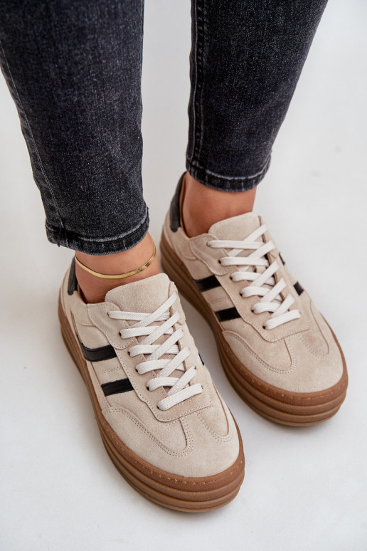 Zazoo N1176 ze semiše Tenisky s platformou béžové Zazoo N1176 ze semiše Tenisky s platformou béžové