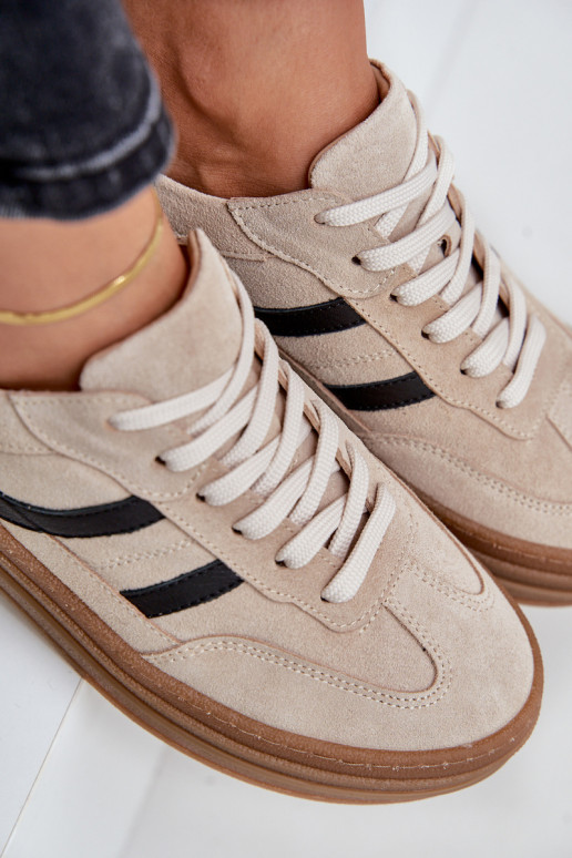 Zazoo N1176 ze semiše Tenisky s platformou béžové Zazoo N1176 ze semiše Tenisky s platformou béžové