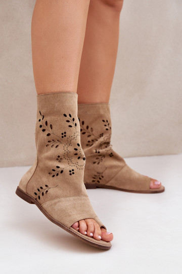 Zazoo 3437  Semišové sandály s oblázky  béžové