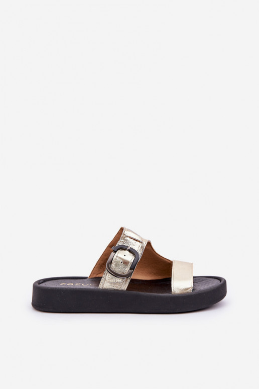 Pantofle  s platformou Zazoo 3024 zlaté barvy