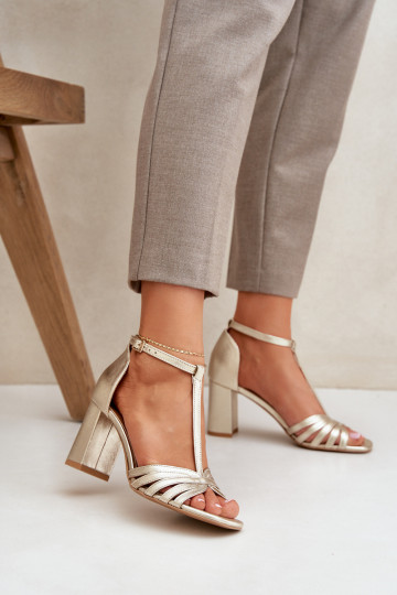 Žabky Z Naturalnej Skóry s podpatky Laura Messi 2766 2