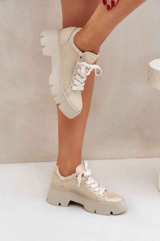 Tenisky tenisky s platformou CheBello 4632 zlaté barvy Tenisky tenisky s platformou CheBello 4632 zlaté barvy