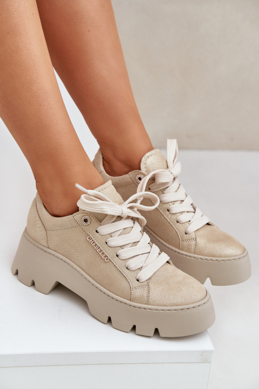 Tenisky tenisky s platformou CheBello 4632 zlaté barvy Tenisky tenisky s platformou CheBello 4632 zlaté barvy