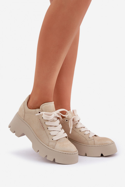 Tenisky tenisky s platformou CheBello 4632 zlaté barvy Tenisky tenisky s platformou CheBello 4632 zlaté barvy