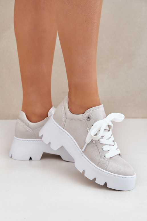 Tenisky tenisky s platformou CheBello 4632 stříbrné barvy Tenisky tenisky s platformou CheBello 4632 stříbrné barvy