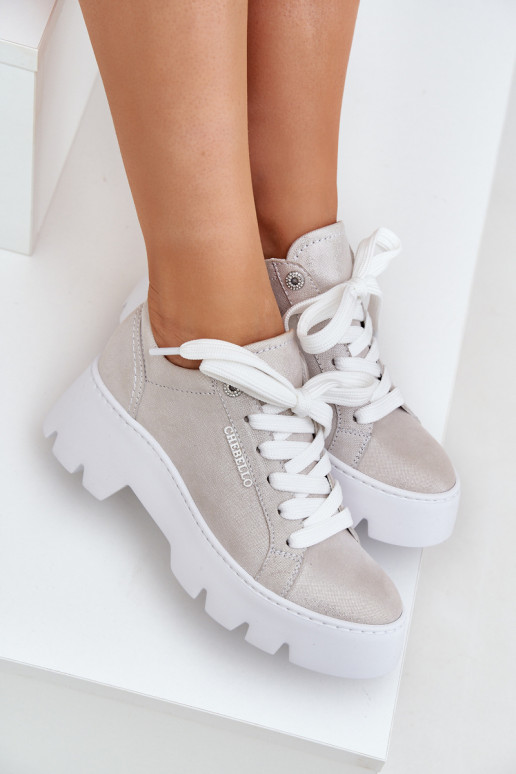 Tenisky tenisky s platformou CheBello 4632 stříbrné barvy Tenisky tenisky s platformou CheBello 4632 stříbrné barvy