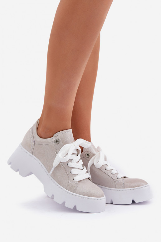 Tenisky tenisky s platformou CheBello 4632 stříbrné barvy Tenisky tenisky s platformou CheBello 4632 stříbrné barvy