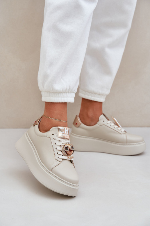 Tenisky CheBello 4411 slonová kost   Tenisky CheBello 4411 slonová kost