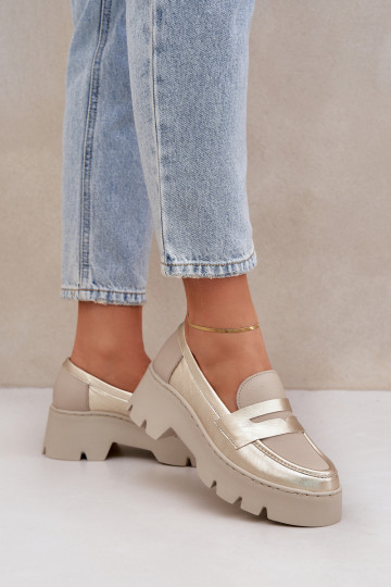 Dámské mokasíny s pozlacenou podrážkou  Zazoo 20191 zlaté barvy