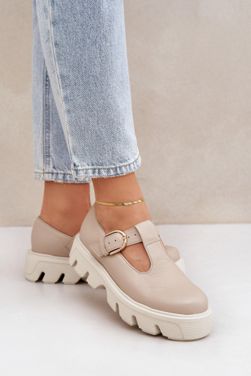 boty s přezkami Zazoo 20183 béžové 2