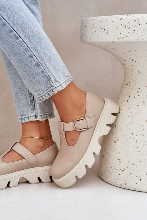 boty s přezkami Zazoo 20183 béžové  boty s přezkami Zazoo 20183 béžové