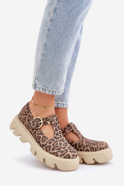 ze semiše boty s přezkami se vzory leopardí kožešiny Zazoo 20183 hnědá ze semiše boty s přezkami se vzory leopardí kožešiny Zazoo 20183 hnědá