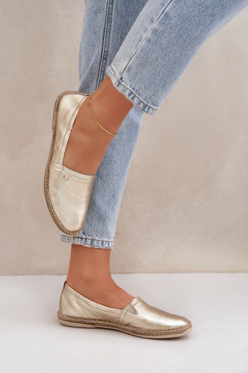 Elegantní styl Kožené espadrilky  Zazoo 10177 zlaté barvy