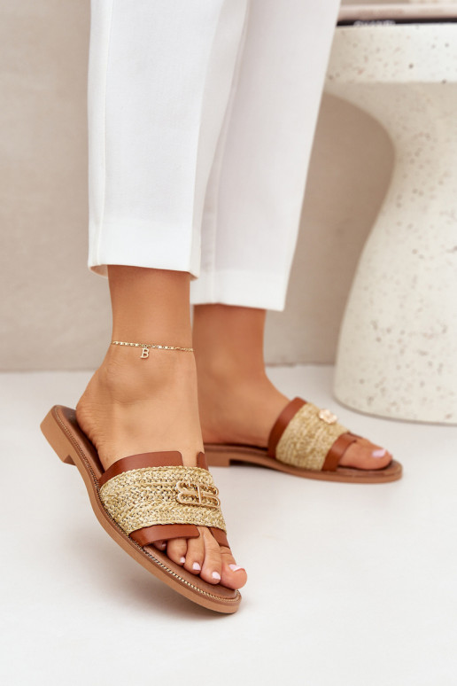 Pantofle  Detalem I Plecionką Zazoo 40426 hnědá