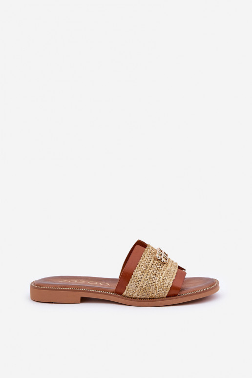 Pantofle  Detalem I Plecionką Zazoo 40426 hnědá