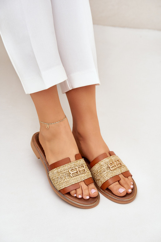 Pantofle  Detalem I Plecionką Zazoo 40426 hnědá