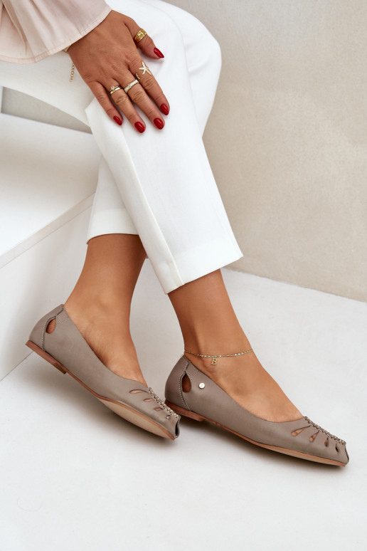 Zazoo 10009 Pohodlné kožené baleríny  béžové Zazoo 10009 Pohodlné kožené baleríny  béžové