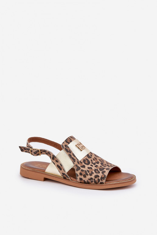 Zazoo 40385  Dámské sandály se vzory leopardí kožešiny hnědá Zazoo 40385  Dámské sandály se vzory leopardí kožešiny hnědá